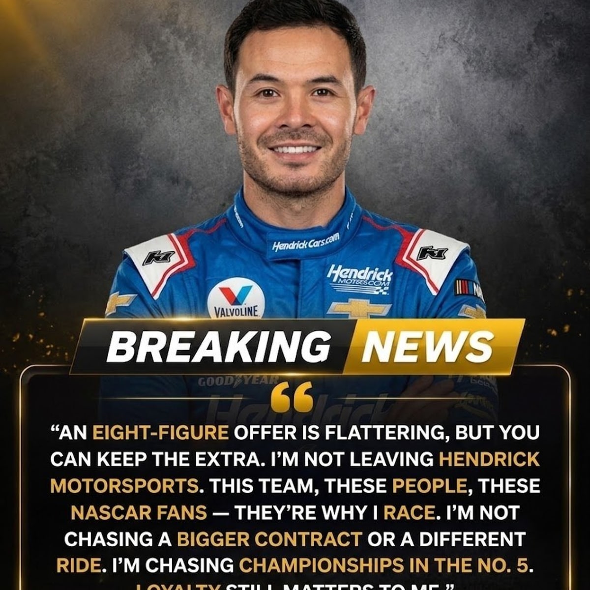 Kyle Larson’s Loyalty Stuns NASCAR World as He Turns Down Huge Offers From Contenders to Stay With Hendrick Motorsports During Difficult Injury Battle